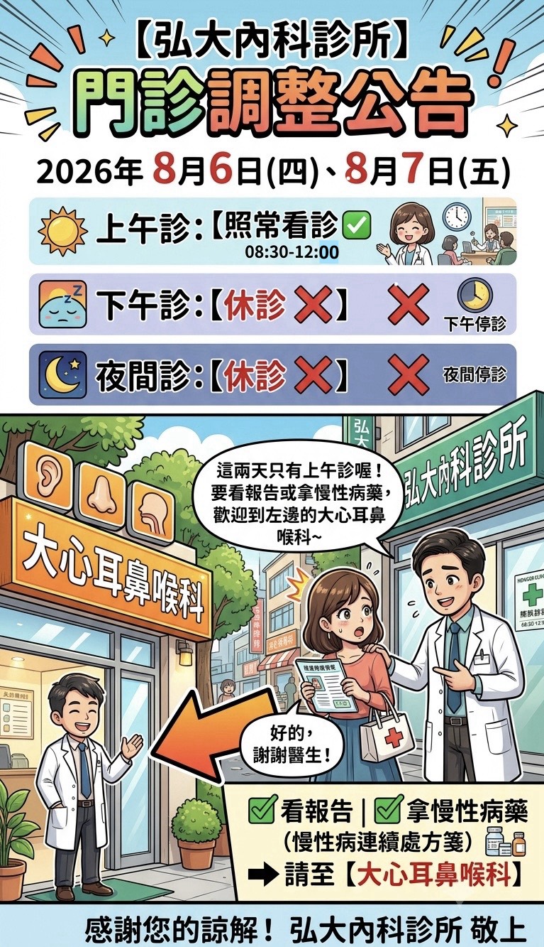 八月六日及七日下午停診